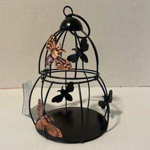 Mini 6” Metal Tabletop Birdcage Bees Top Opens New